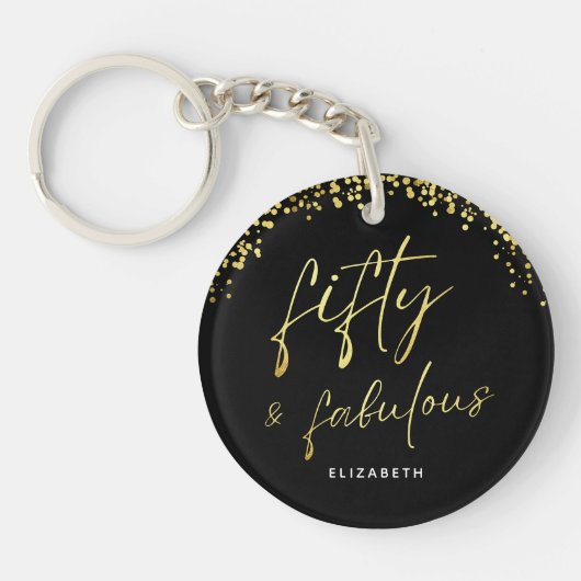 Elegant Script Fifty en Fabulous Acryl Sleutelhang Sleutelhanger (Voorkant)