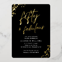 Elegant Script Fifty en Fabulous Birthday Gold