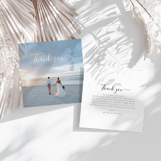 Elegant Script Flat Note Bruiloft Dank u Kaart Notitiekaartje