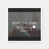 Elegant Script floating heart Photo Black Servet (Voorkant)