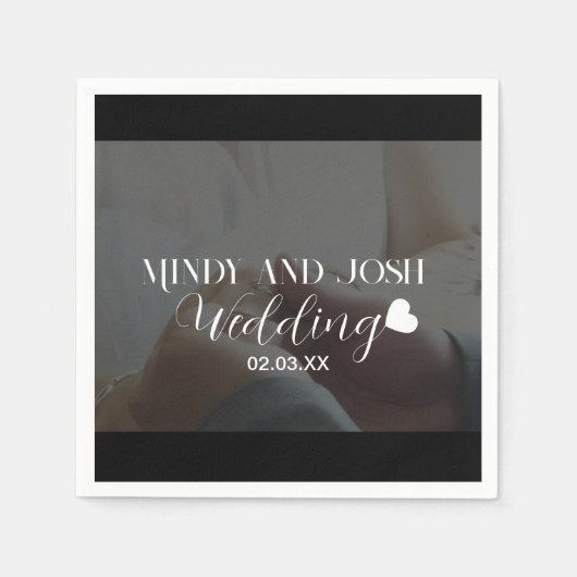 Elegant Script floating heart Photo Black Servet (Voorkant)