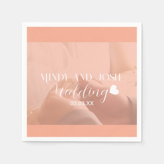 Elegant Script floating heart Photo Servet (Voorkant)