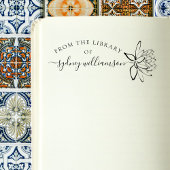 Elegant script floraal uit het bibliotheekboek rubberstempel