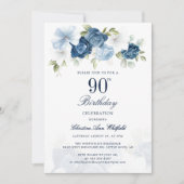 Elegant Script Floral 90ste verjaardag Kaart (Voorkant)