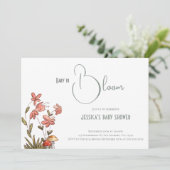 Elegant Script Floral Baby in Bloom Baby shower Kaart (Staand voorkant)