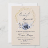Elegant Script Floral Blue Beige Vrijgezellenfeest Kaart (Voorkant)