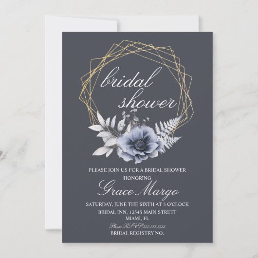 Elegant Script Floral Blue Vrijgezellenfeest Kaart (Voorkant)