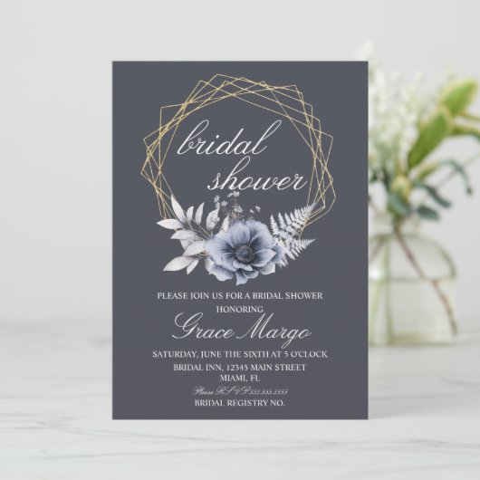 Elegant Script Floral Blue Vrijgezellenfeest Kaart (Staand voorkant)