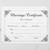 Elegant Script Floral Border Huwelijkscertificaat (Voorkant / Achterkant)