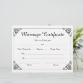 Elegant Script Floral Border Huwelijkscertificaat (Staand voorkant)