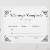 Elegant Script Floral Border Huwelijkscertificaat (Voorkant)