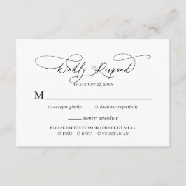 Elegant Script Floral Dusty Blue Wedding RSVP Informatiekaartje