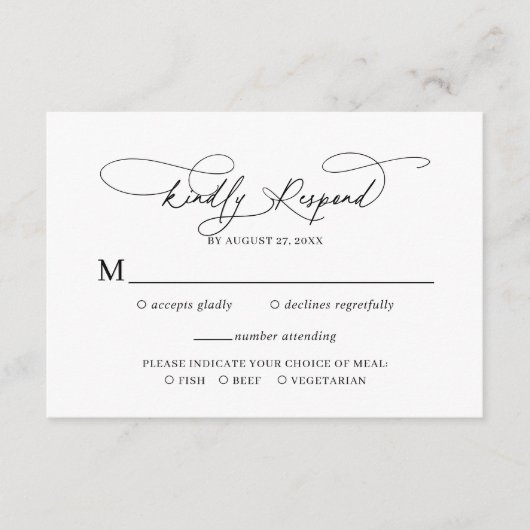 Elegant Script Floral Dusty Blue Wedding RSVP Informatiekaartje (Voorkant)