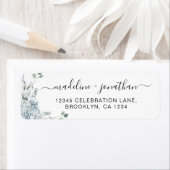 Elegant Script Floral Eucalyptus Dusty Blue Etiket (Insitu)