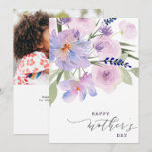 elegant script floral happy moederdag card feestdagenkaart (Voorkant / Achterkant)