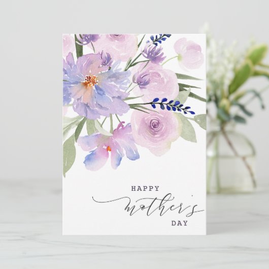 elegant script floral happy moederdag card feestdagenkaart (Staand voorkant)