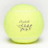 Elegant Script Floral Monogramenaam Tennisballen (Voorkant)
