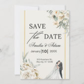 Elegant Script Floral Sla de datumaankondiging op Save The Date (Voorkant)