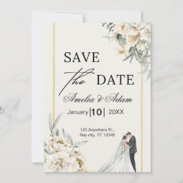 Elegant Script Floral Sla de datumaankondiging op Save The Date