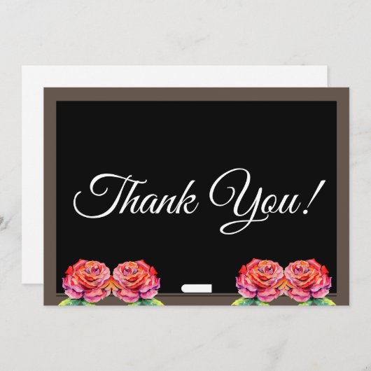 Elegant Script Floral Teacher reinigen Bedankkaart (Voorkant / Achterkant)