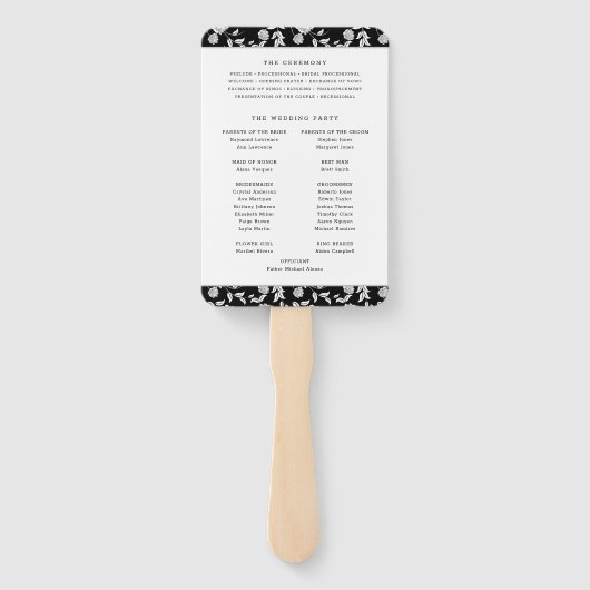 Elegant Script Floral Wedding Program Hand Fan Handwaaier (Achterkant)