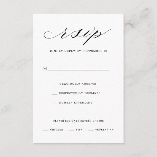 Elegant Script Floral Wedding RSVP Kaart (Voorkant)