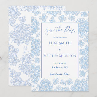 Elegant Script Floral Wedding Save The Date Card Kaart