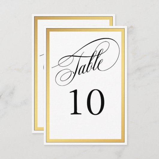 Elegant Script Flourish Table Number Kaart (Voorkant / Achterkant)