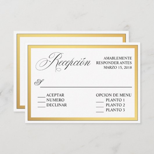 Elegant Script Flourish Weddenschap Spaanse RSVP Kaart (Voorkant / Achterkant)