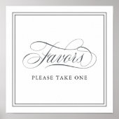 Elegant Script Flourish Wedding Favors Sign Poster (Voorkant)