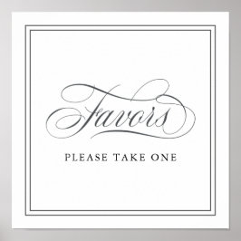 Elegant Script Flourish Wedding Favors Sign Poster