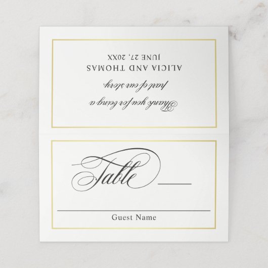 Elegant Script Flourish Wedding Plaatskaartje (Buitenkant ongevouwen)