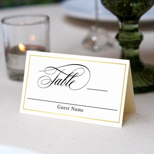 Elegant Script Flourish Wedding Plaatskaartje