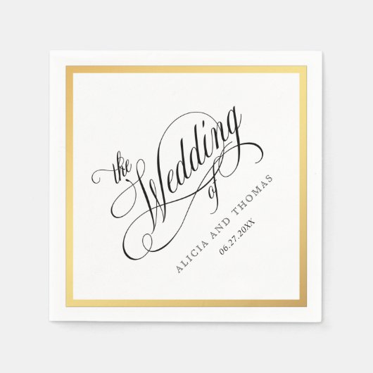 Elegant Script Flourish Wedding Servetten (Voorkant)