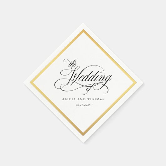 Elegant Script Flourish Wedding Servetten (Hoek)