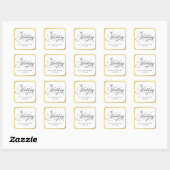 Elegant Script Flourish Wedding Vierkante Sticker (Vel)