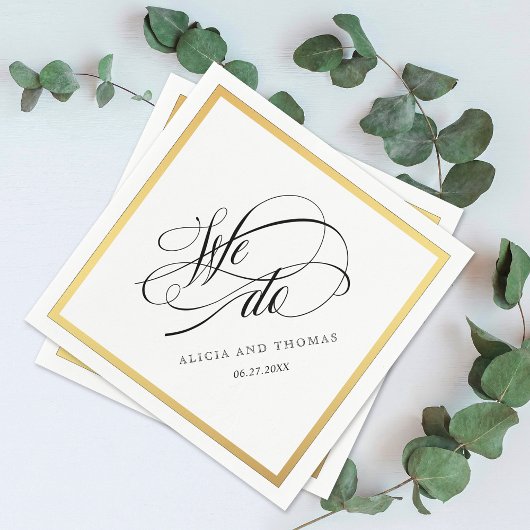 Elegant Script Flourish Wedding We doen dat Servet