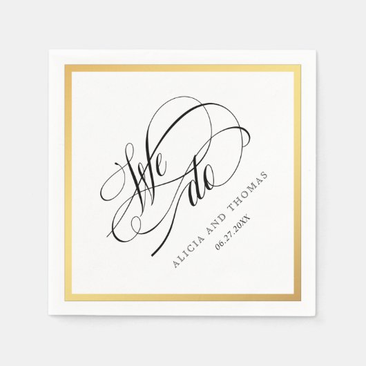 Elegant Script Flourish Wedding We doen dat Servet (Voorkant)