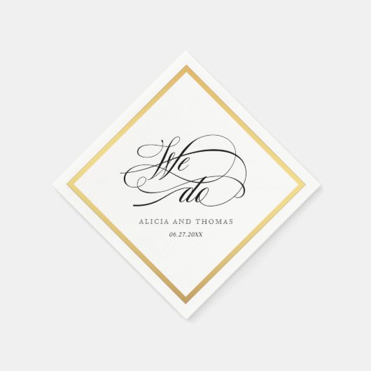 Elegant Script Flourish Wedding We doen dat Servet (Hoek)