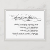 Elegant Script Flourishes Wedding Accommodations Briefkaart (Voorkant)