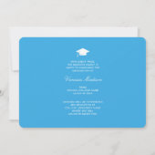 Elegant Script Flowers Blue | Modern Photo Afstude Aankondiging (Achterkant)