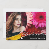 Elegant Script Flowers | Modern Photo Afstudeerder Aankondiging (Voorkant)