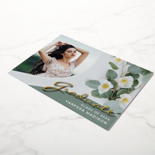 Elegant Script Flowers | Moderne Kaart Foto Afstud (Gedraaid)