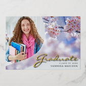 Elegant Script Flowers | Moderne Kaart Foto Afstud (Voorkant)