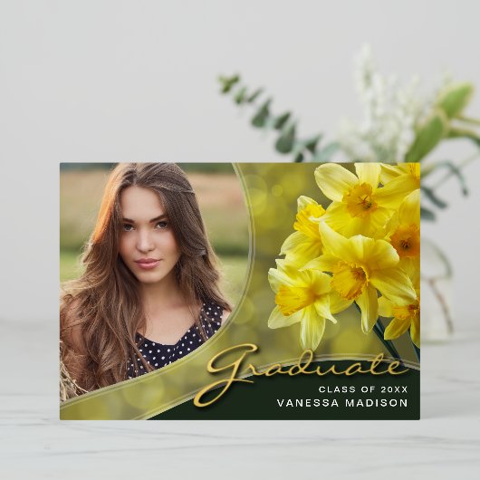 Elegant Script Flowers | Moderne Kaart Foto Afstud (Staand Voorkant)