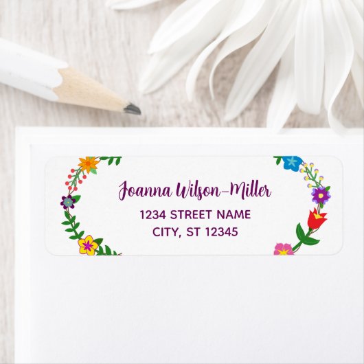 Elegant Script Flowers Moderne Return Address Etiket (Insitu)