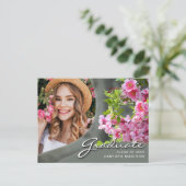 Elegant Script Flowers Sage | Modern Photo Afstude Briefkaart (Staand voorkant)