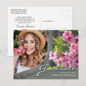 Elegant Script Flowers Sage | Modern Photo Afstude Briefkaart (Voorkant / Achterkant)