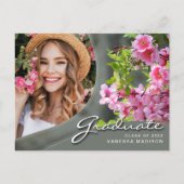 Elegant Script Flowers Sage | Modern Photo Afstude Briefkaart (Voorkant)