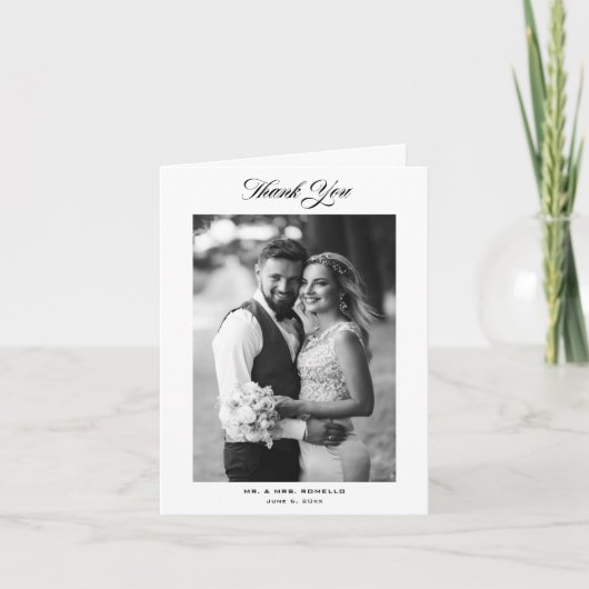 Elegant Script Folded Wedding Photo Bedankkaart (Voorkant)